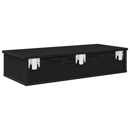 Scaffale a Parete con Cassetti Nero 80x31x17 cm in Truciolato | homemem39