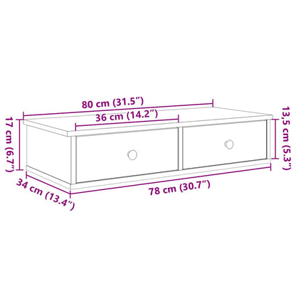 Scaffale a Parete con Cassetti Nero 80x31x17 cm in Truciolato | homemem39