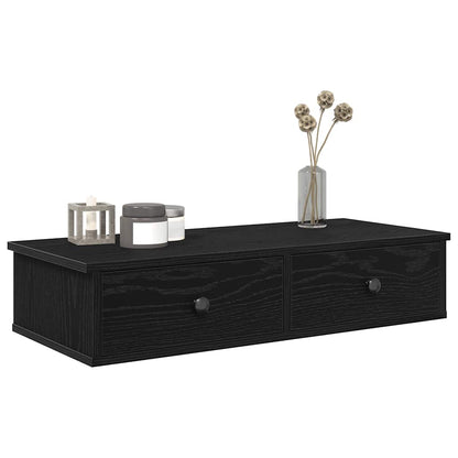 Scaffale a Parete con Cassetti Nero 80x31x17 cm in Truciolato | homemem39