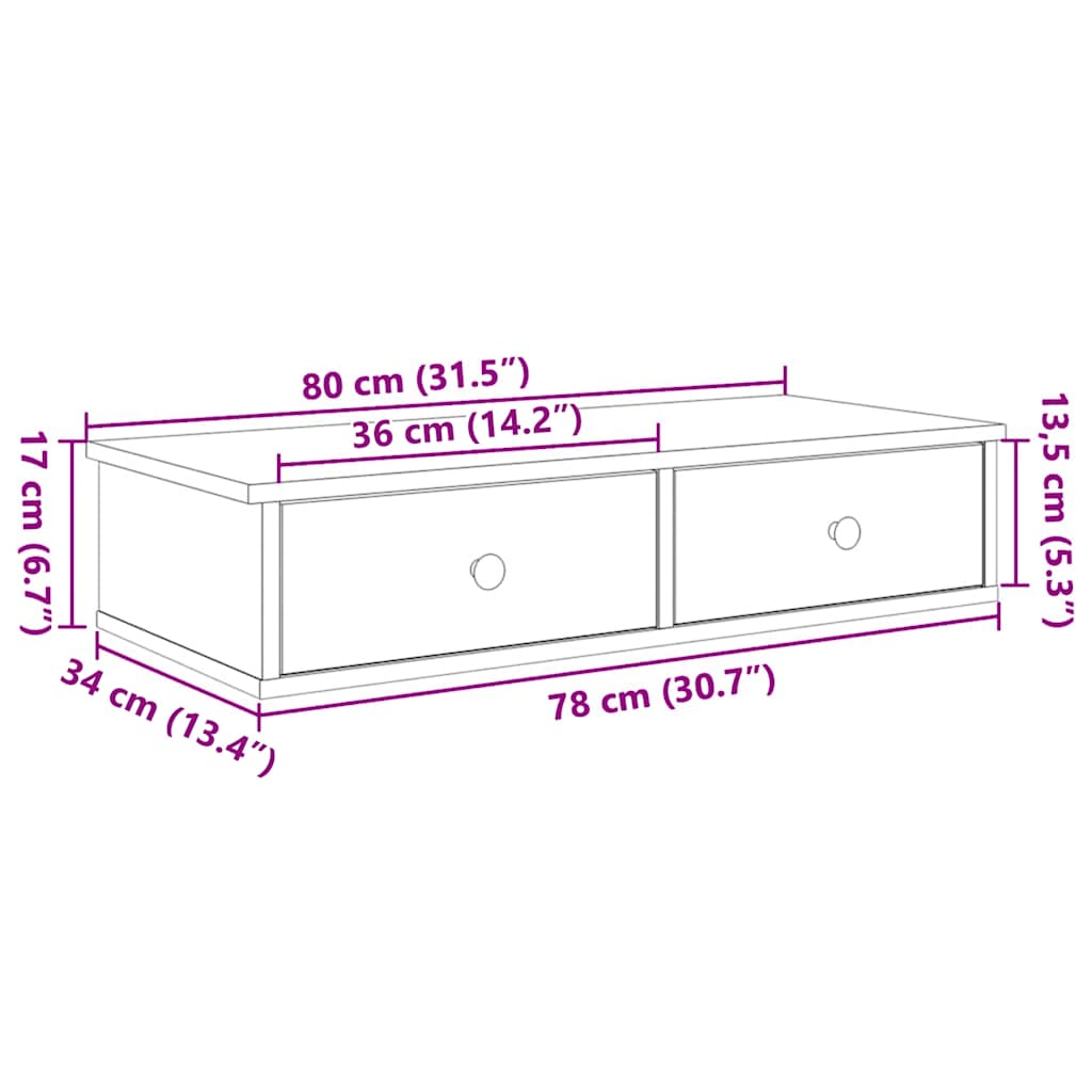 Scaffale a Parete con Cassetti Sonoma 80x34x17 cm in Truciolato | homemem39
