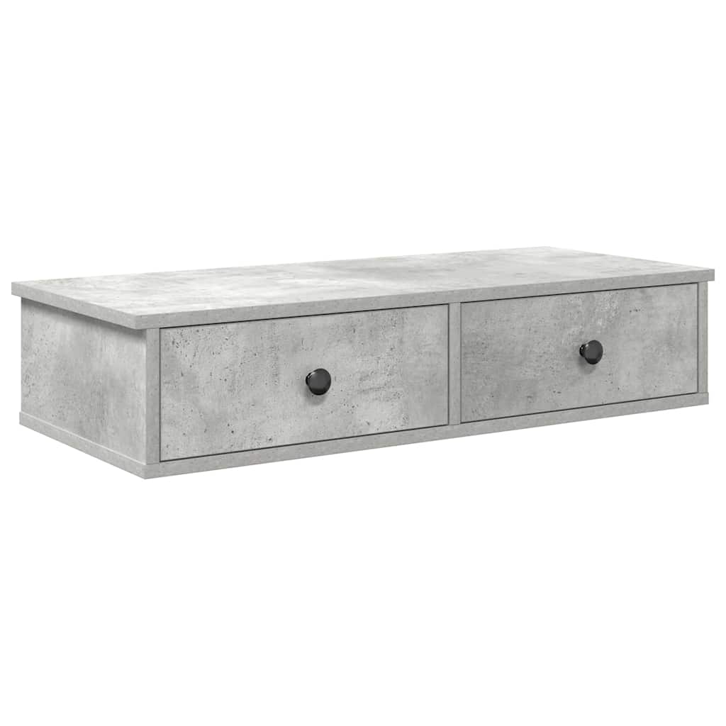 Scaffale a Parete con Cassetti Grigio 80x31x17 cm in Truciolato | homemem39