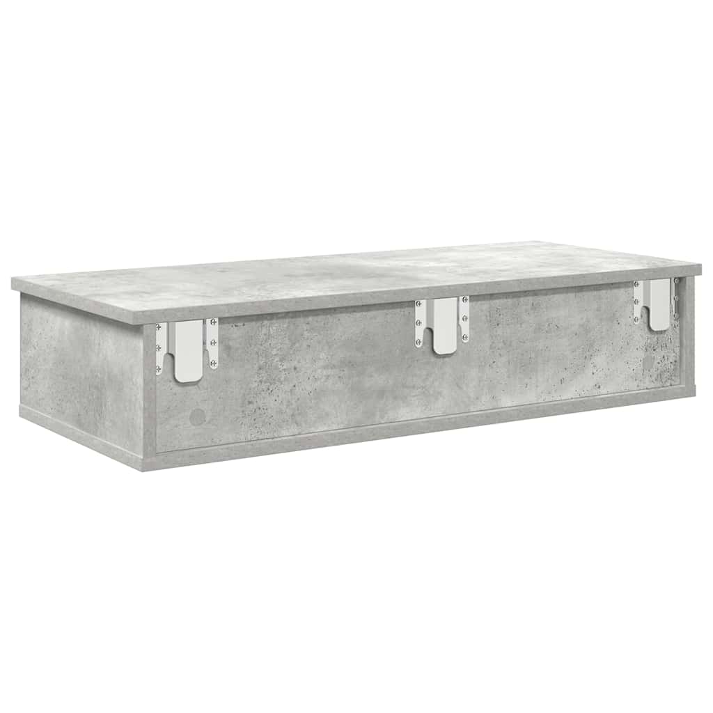 Scaffale a Parete con Cassetti Grigio 80x31x17 cm in Truciolato | homemem39