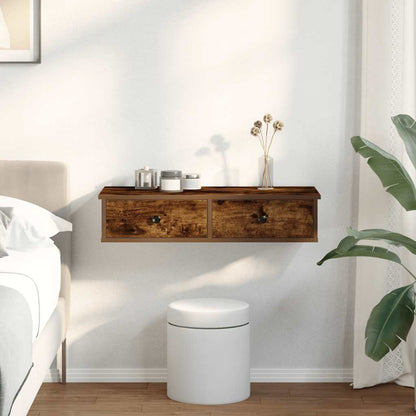 Scaffale a Parete con Cassetti Fumo 80x31x17 cm in Truciolato | homemem39