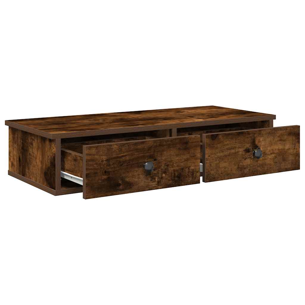 Scaffale a Parete con Cassetti Fumo 80x31x17 cm in Truciolato | homemem39