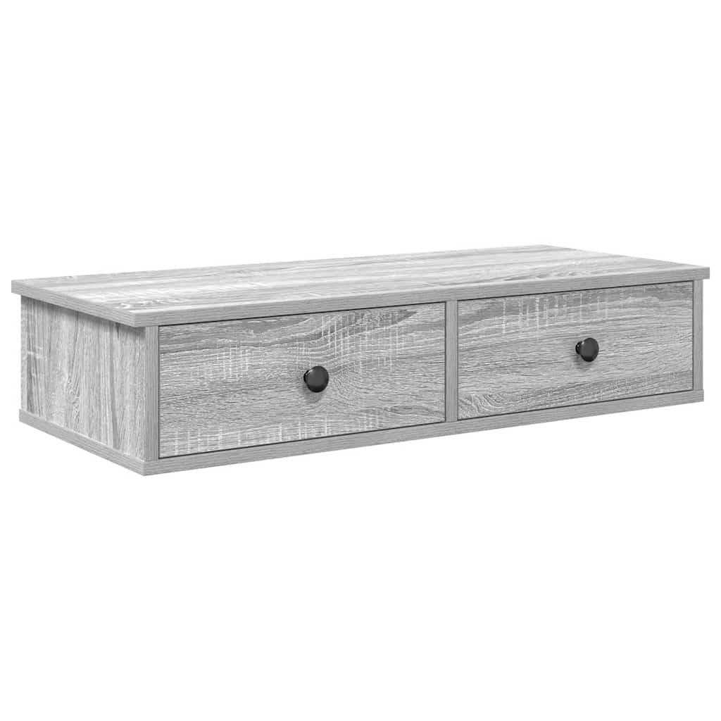 Scaffale a Parete con Cassetti Grigio 80x31x17 cm in Truciolato | homemem39