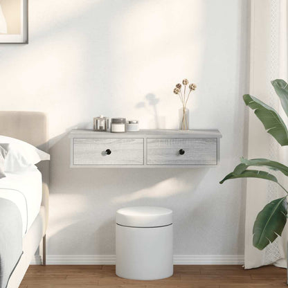 Scaffale a Parete con Cassetti Grigio 80x31x17 cm in Truciolato | homemem39