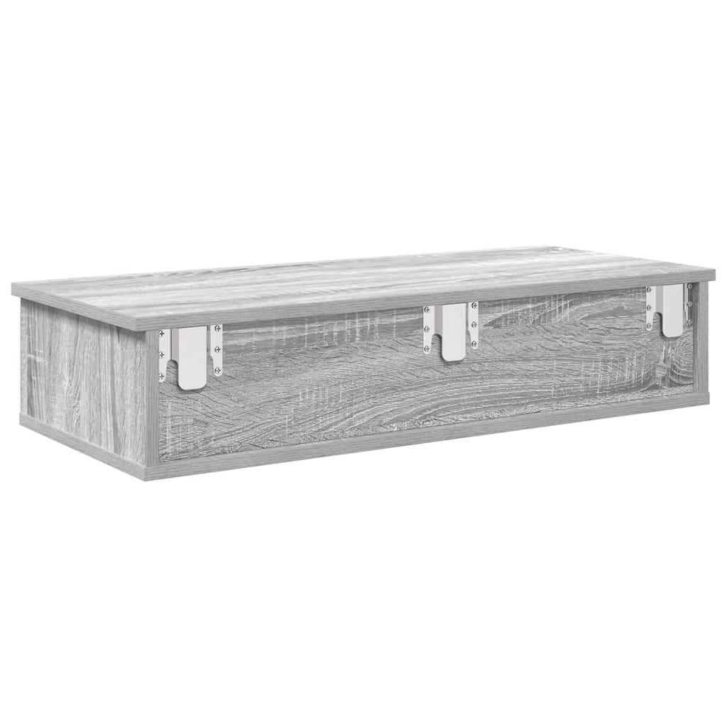 Scaffale a Parete con Cassetti Grigio 80x31x17 cm in Truciolato | homemem39