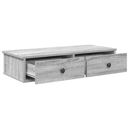 Scaffale a Parete con Cassetti Grigio 80x31x17 cm in Truciolato | homemem39