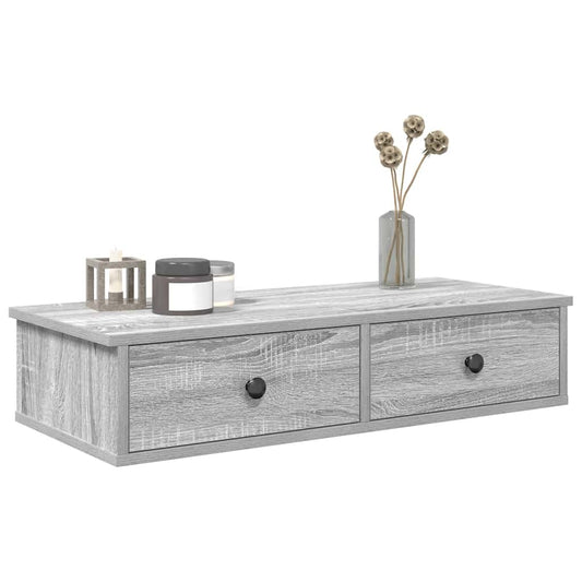 Scaffale a Parete con Cassetti Grigio 80x31x17 cm in Truciolato | homemem39
