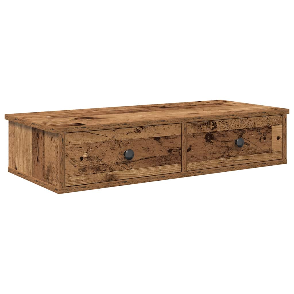 Scaffale a Parete con Cassetti Antico 80x31x17 cm in Truciolato | homemem39