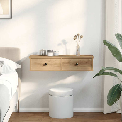 Scaffale a Parete con Cassetti Rovere 80x31x17 cm in Truciolato | homemem39