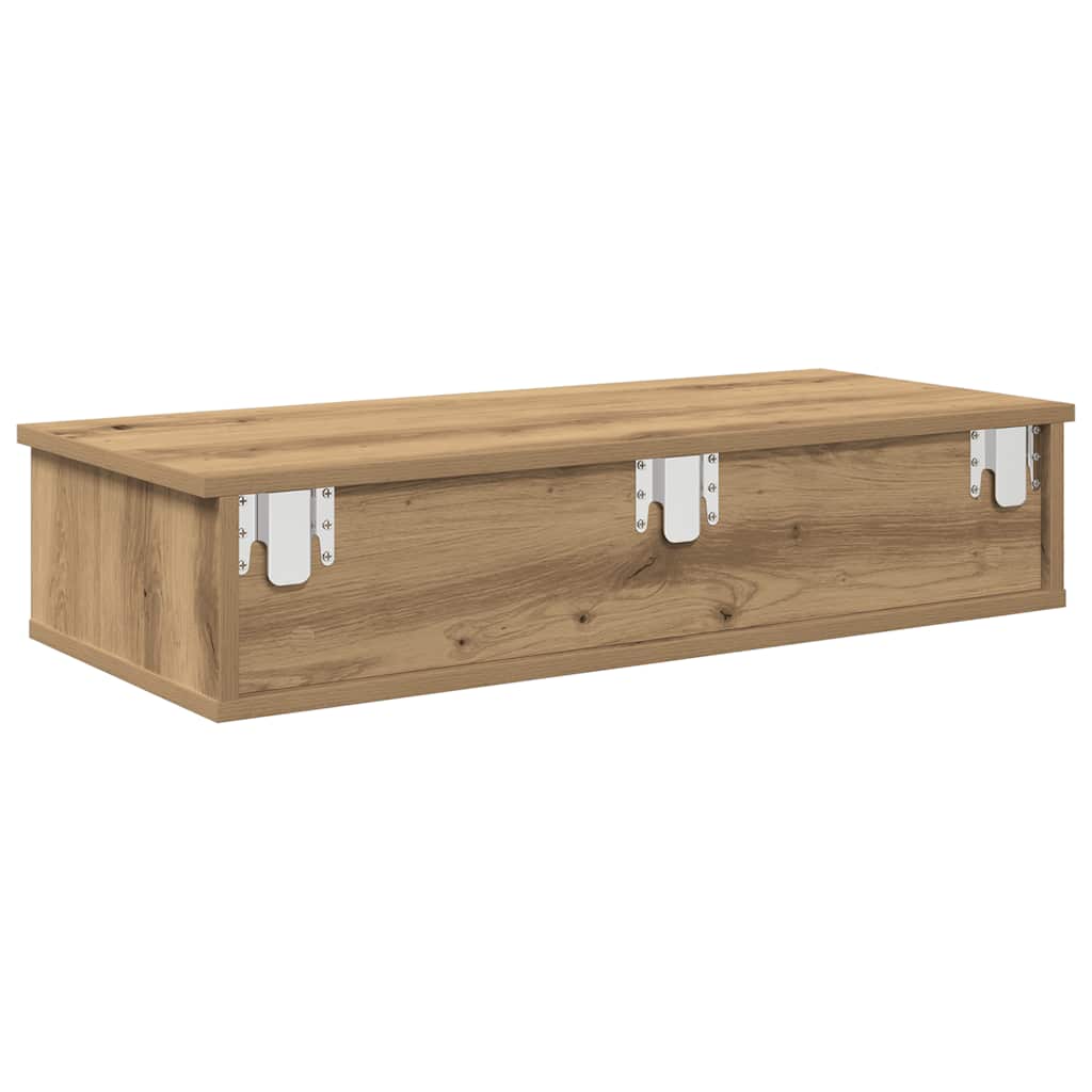 Scaffale a Parete con Cassetti Rovere 80x31x17 cm in Truciolato | homemem39