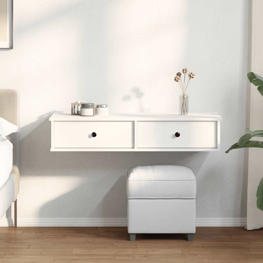 Scaffale a Parete con Cassetti Bianco 100x37,5x19 cm Truciolato | homemem39