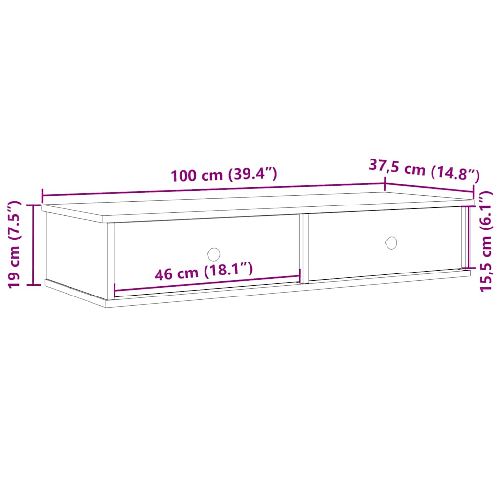 Scaffale a Parete con Cassetti Bianco 100x37,5x19 cm Truciolato | homemem39