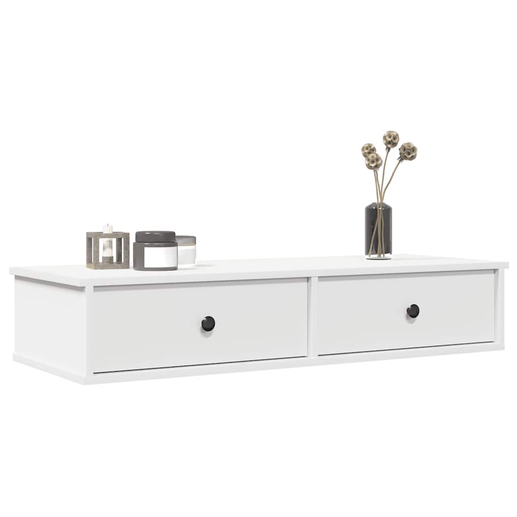 Scaffale a Parete con Cassetti Bianco 100x37,5x19 cm Truciolato | homemem39