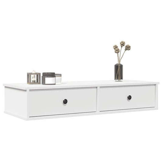 Scaffale a Parete con Cassetti Bianco 100x37,5x19 cm Truciolato | homemem39