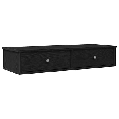 Scaffale a Parete con Cassetti Nero 100x37,5x19cm in Truciolato | homemem39