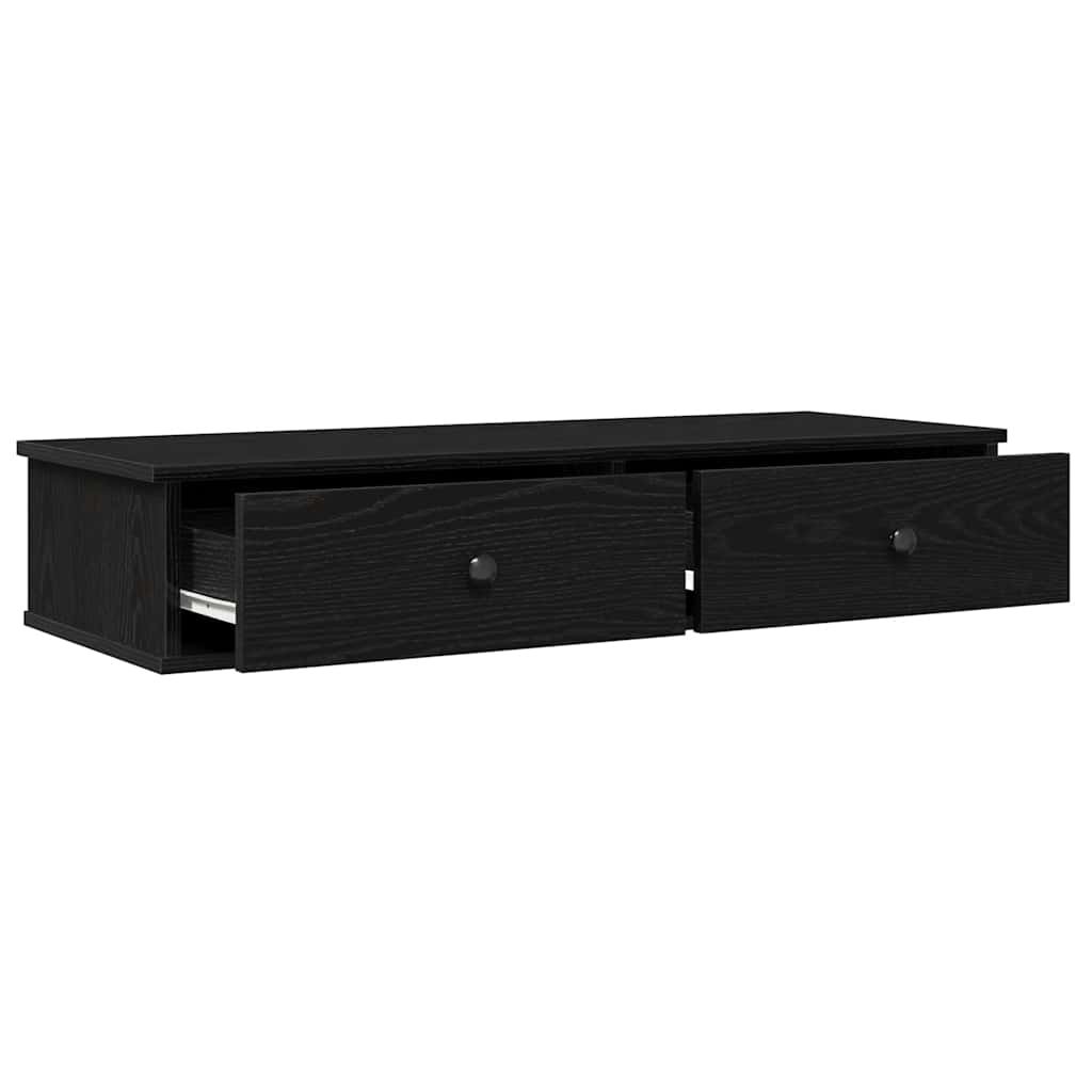 Scaffale a Parete con Cassetti Nero 100x37,5x19cm in Truciolato | homemem39