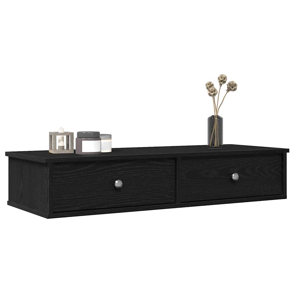 Scaffale a Parete con Cassetti Nero 100x37,5x19cm in Truciolato | homemem39