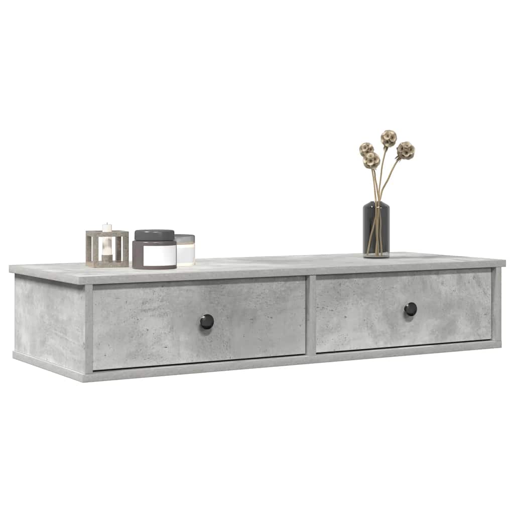 Scaffale a Parete con Cassetti Grigio 100x37,5x19 cm Truciolato | homemem39