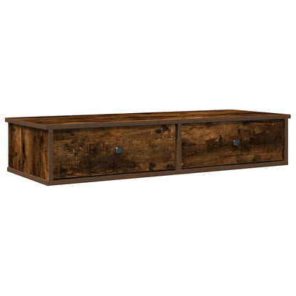 Scaffale a Parete con Cassetti Fumo 100x37,5x19cm in Truciolato | homemem39