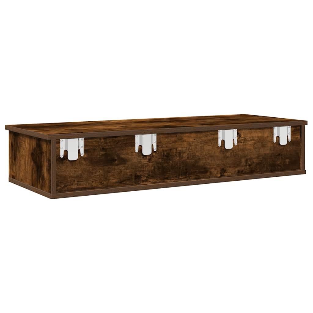 Scaffale a Parete con Cassetti Fumo 100x37,5x19cm in Truciolato | homemem39