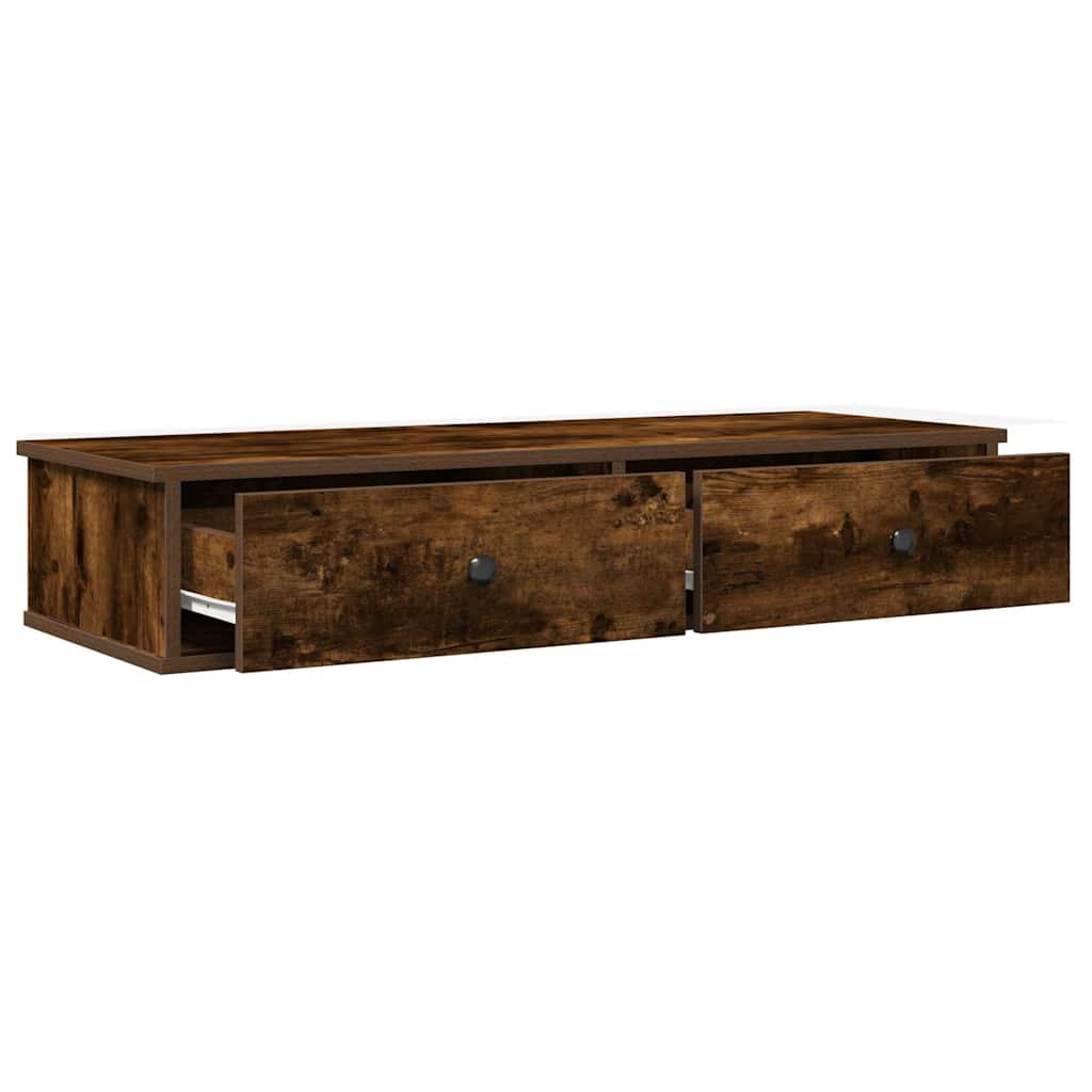 Scaffale a Parete con Cassetti Fumo 100x37,5x19cm in Truciolato | homemem39