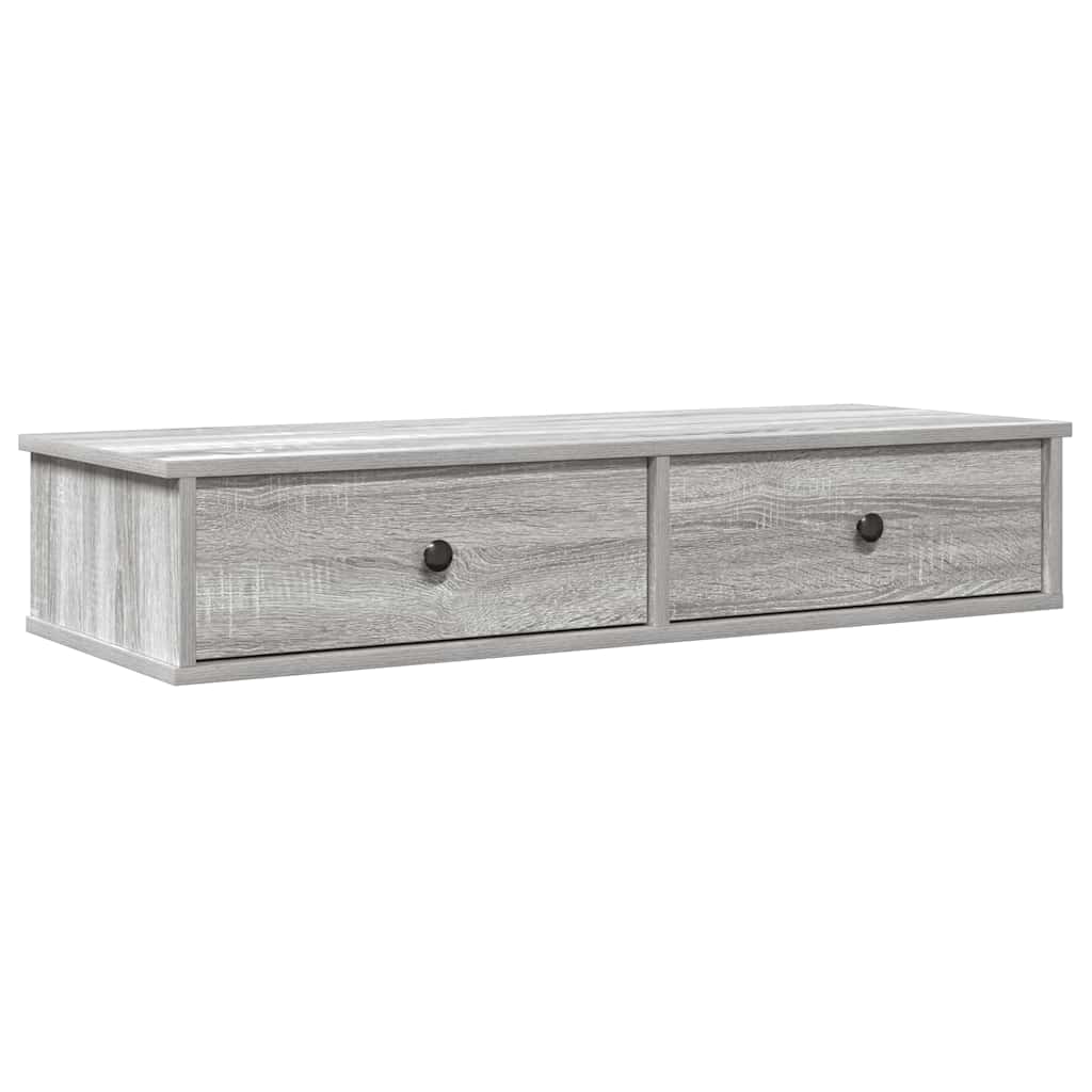 Scaffale a Parete con Cassetti Grigio 100x37,5x19 cm Truciolato | homemem39