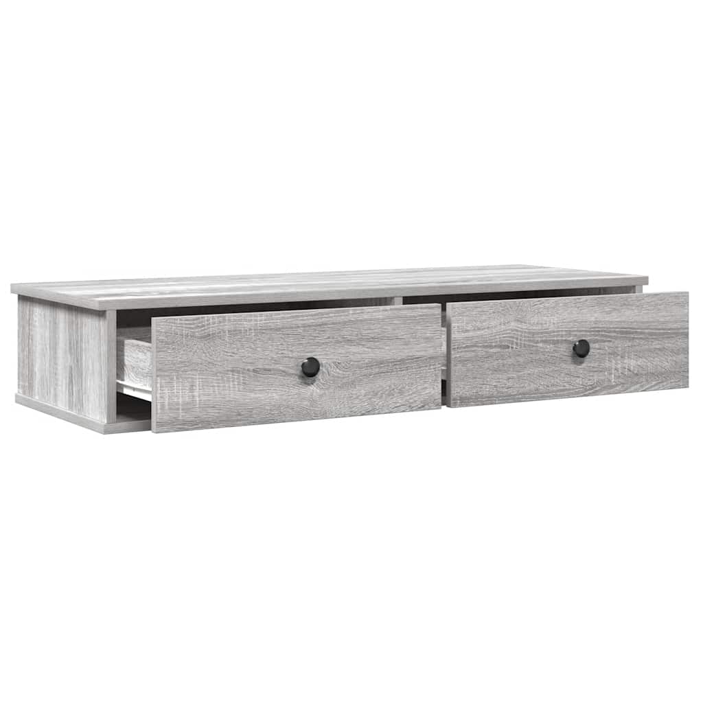 Scaffale a Parete con Cassetti Grigio 100x37,5x19 cm Truciolato | homemem39