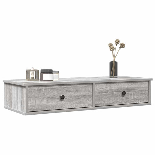 Scaffale a Parete con Cassetti Grigio 100x37,5x19 cm Truciolato | homemem39