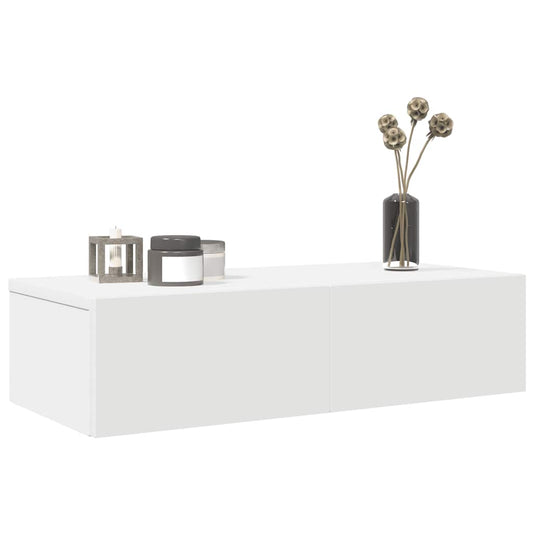 Scaffale a Parete con Cassetti Bianco 60x26,5x15 cm Truciolato