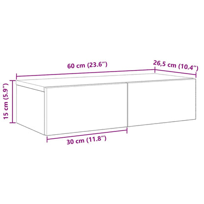 Scaffale a Parete con Cassetti Nero 60x26,5x15 cm in Truciolato | homemem39