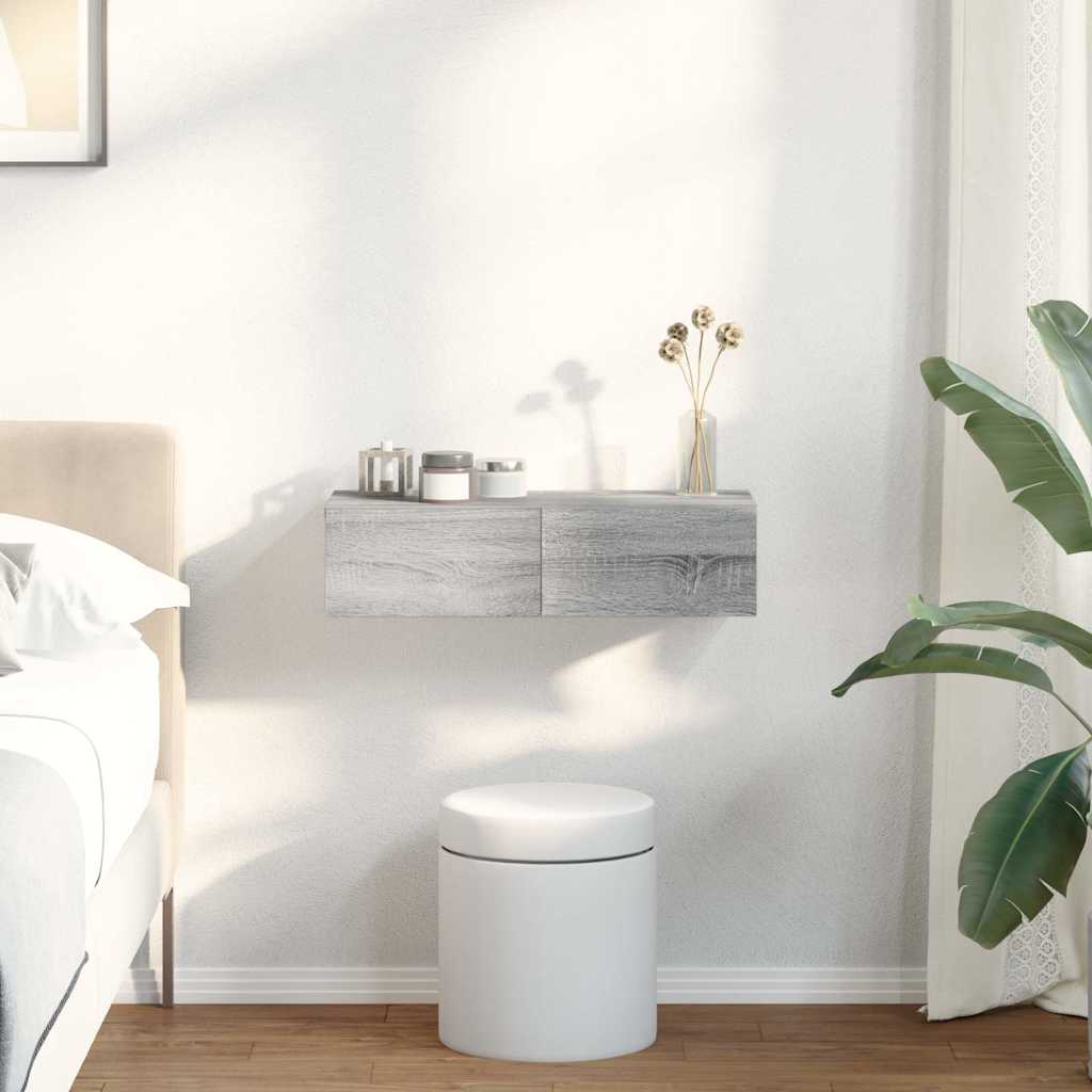 Scaffale a Parete con Cassetti Grigio 60x26,5x15 cm Truciolato | homemem39