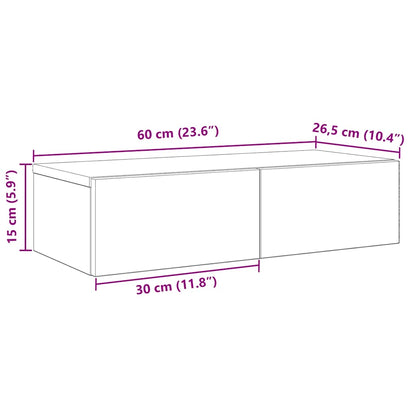 Scaffale a Parete con Cassetti Grigio 60x26,5x15 cm Truciolato | homemem39