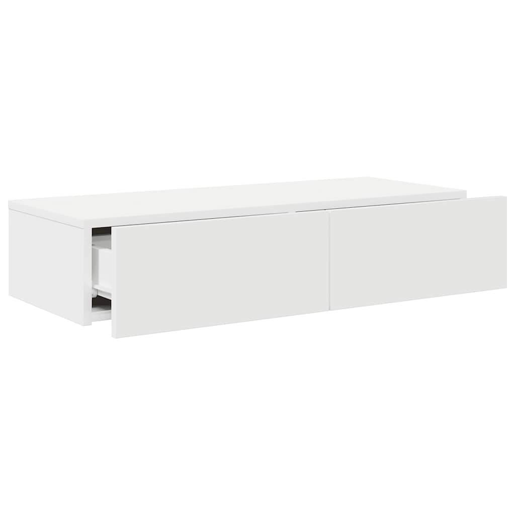 Scaffale a Parete con Cassetti Bianco 80x33x17 cm in Truciolato | homemem39