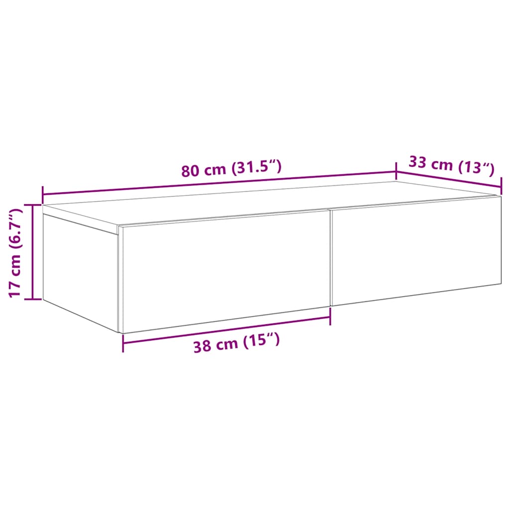 Scaffale a Parete con Cassetti Bianco 80x33x17 cm in Truciolato | homemem39