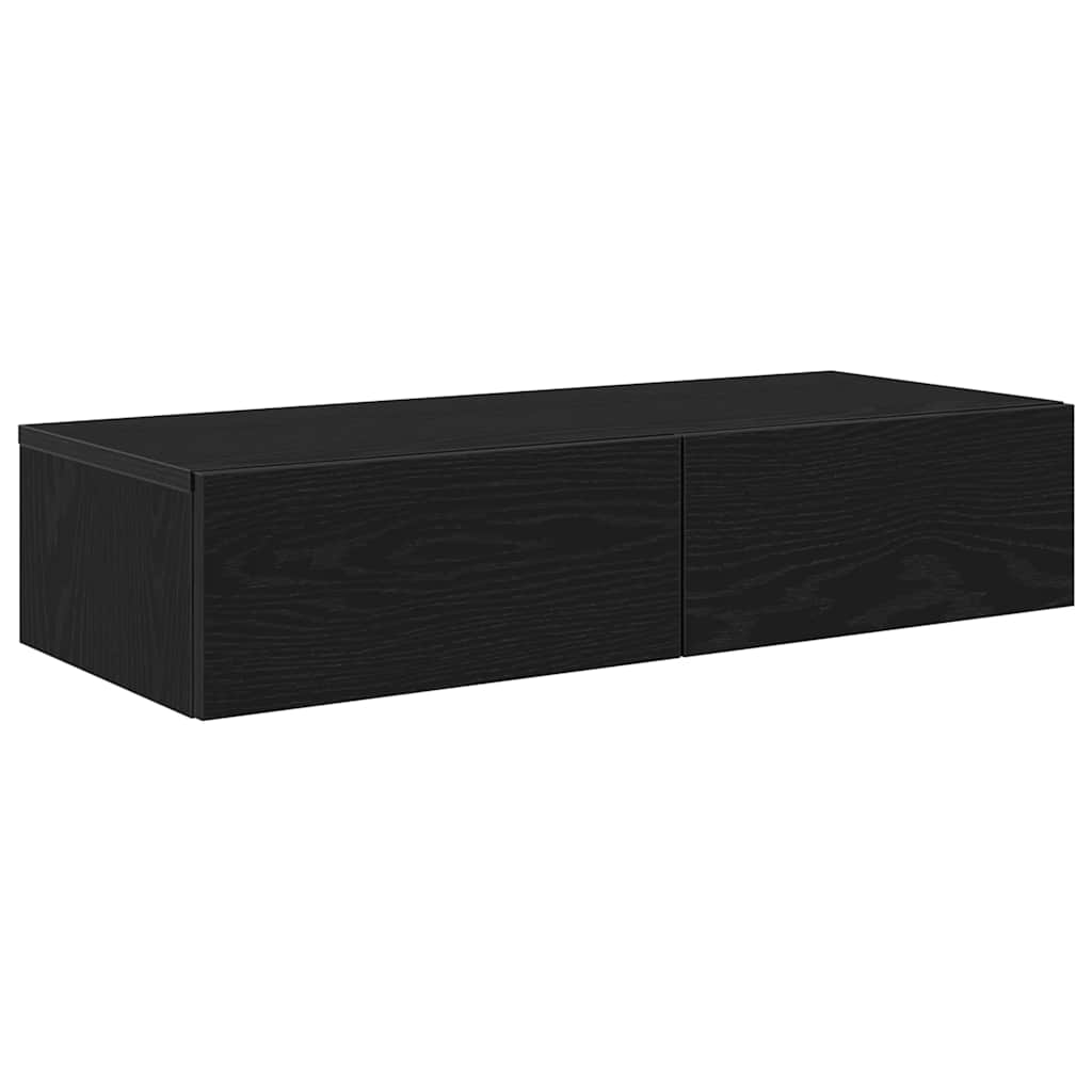 Scaffale a Parete con Cassetti Nero 80x33x17 cm in Truciolato | homemem39