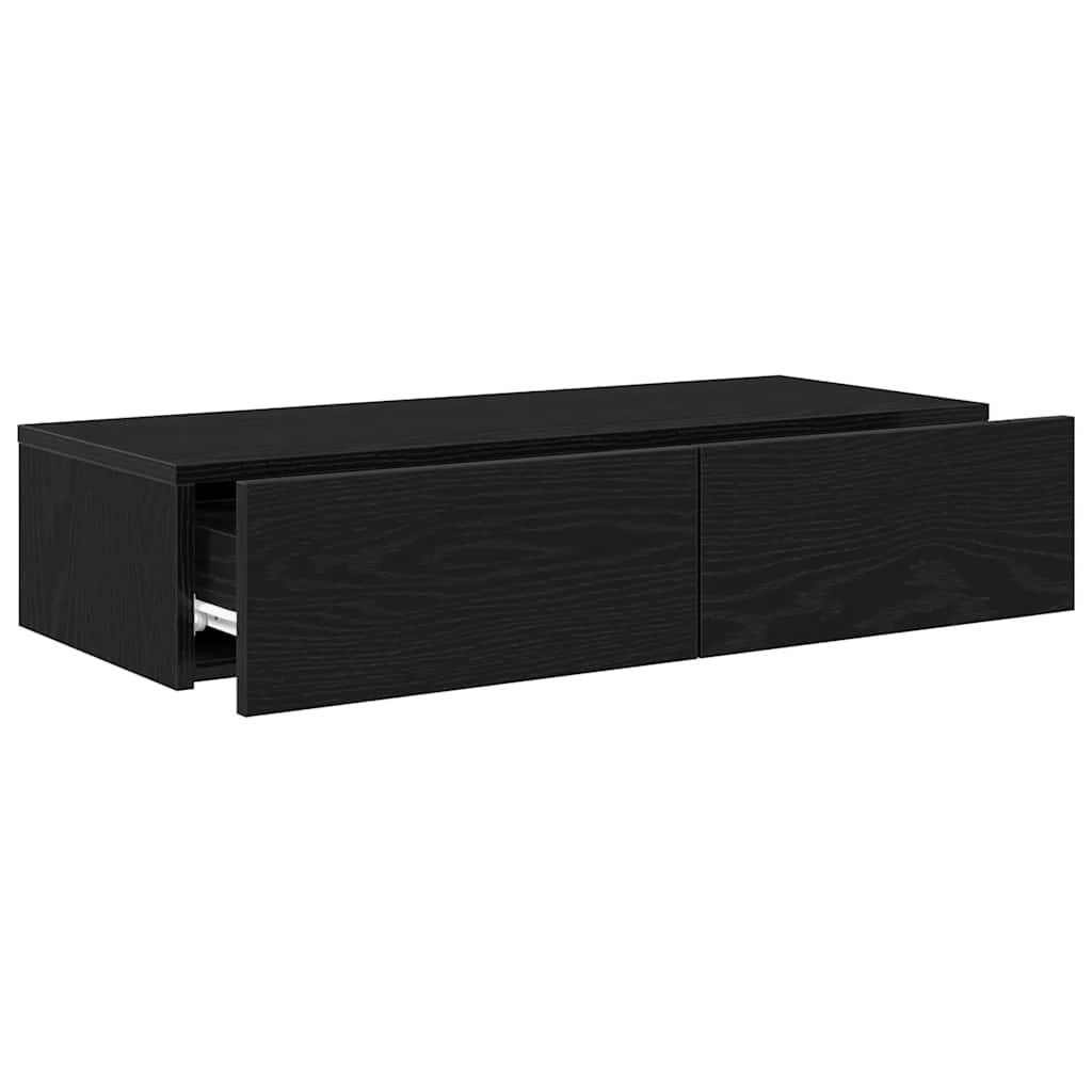 Scaffale a Parete con Cassetti Nero 80x33x17 cm in Truciolato | homemem39