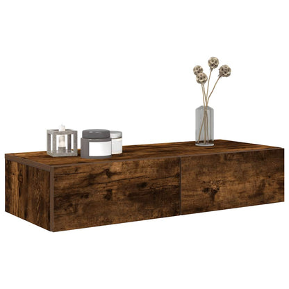 Scaffale a Parete con Cassetti Fumo 80x33x17 cm in Truciolato | homemem39