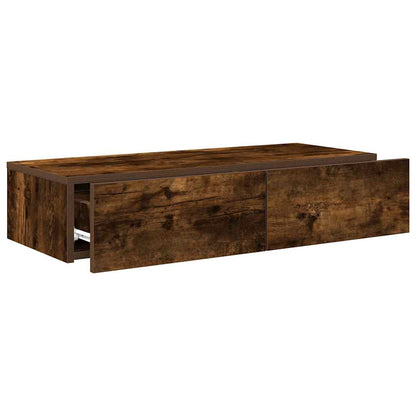 Scaffale a Parete con Cassetti Fumo 80x33x17 cm in Truciolato | homemem39