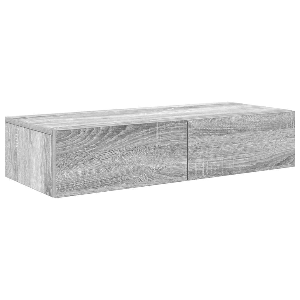 Scaffale a Parete con Cassetti Grigio 80x33x17 cm in Truciolato | homemem39