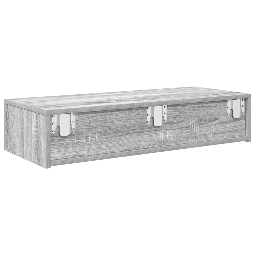 Scaffale a Parete con Cassetti Grigio 80x33x17 cm in Truciolato | homemem39