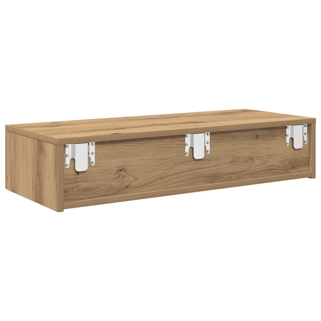 Scaffale a Parete con Cassetti Rovere 80x33x17 cm in Truciolato | homemem39
