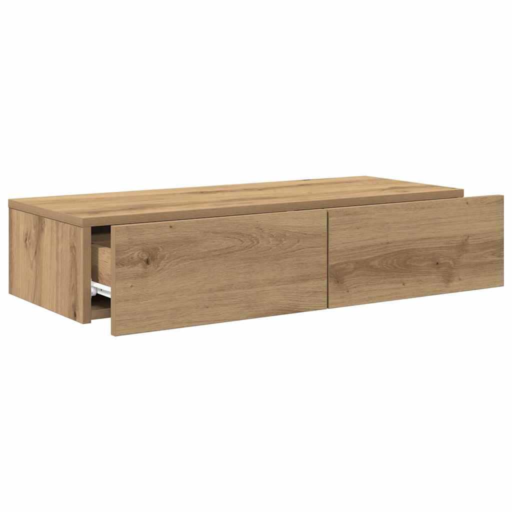 Scaffale a Parete con Cassetti Rovere 80x33x17 cm in Truciolato | homemem39
