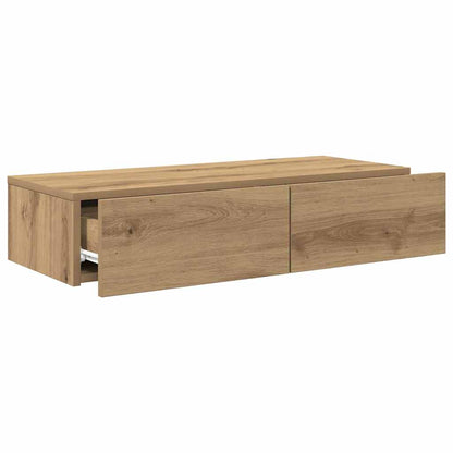 Scaffale a Parete con Cassetti Rovere 80x33x17 cm in Truciolato | homemem39