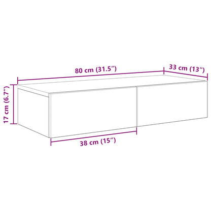 Scaffale a Parete con Cassetti Rovere 80x33x17 cm in Truciolato | homemem39