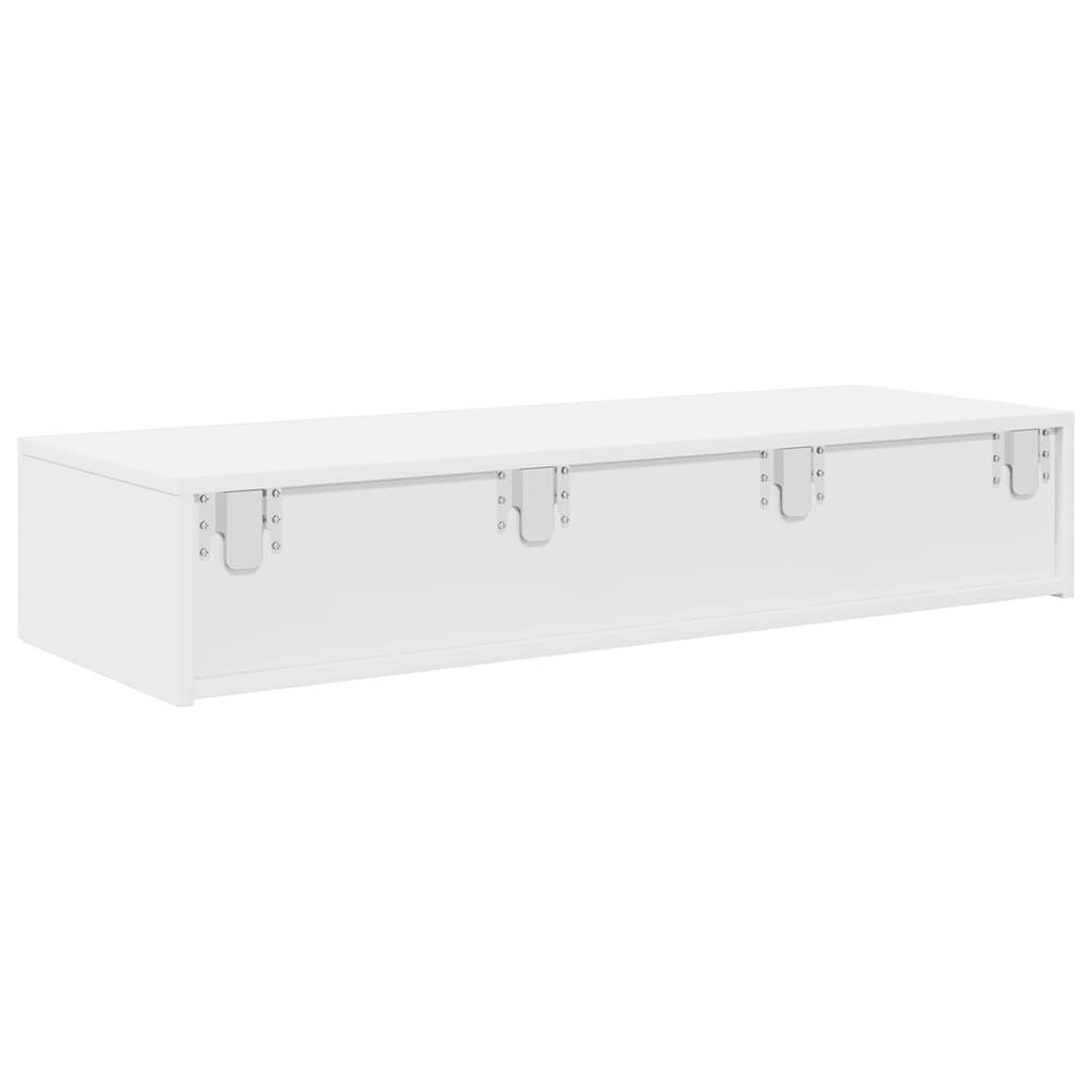 Scaffale a Parete con Cassetti Bianco 100x36x19cm in Truciolato