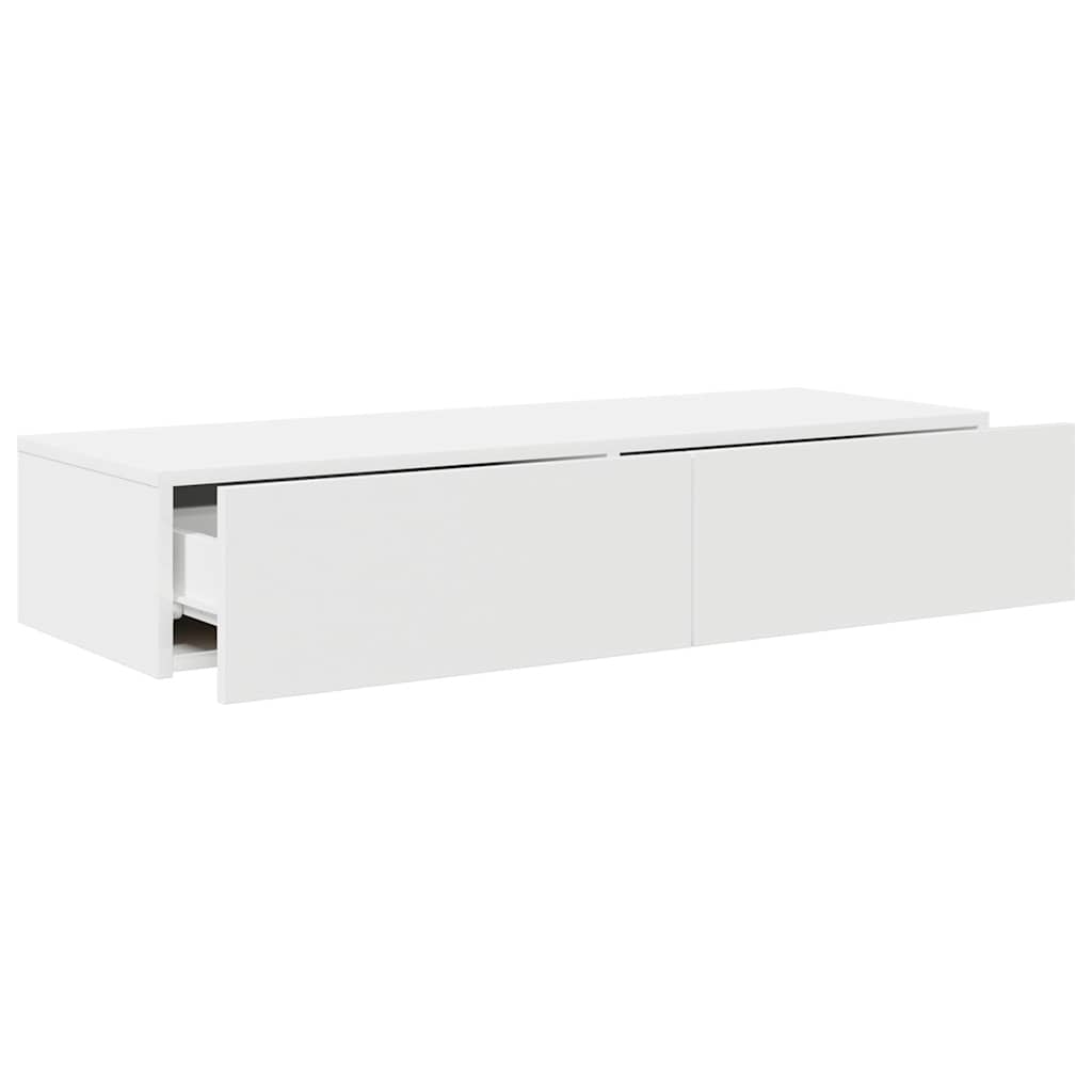 Scaffale a Parete con Cassetti Bianco 100x36x19cm in Truciolato
