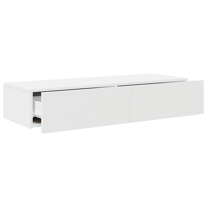Scaffale a Parete con Cassetti Bianco 100x36x19cm in Truciolato