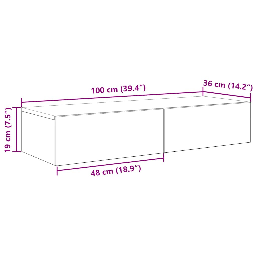 Scaffale a Parete con Cassetti Bianco 100x36x19cm in Truciolato | homemem39